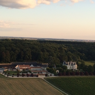 sky view of the chateau and its winery